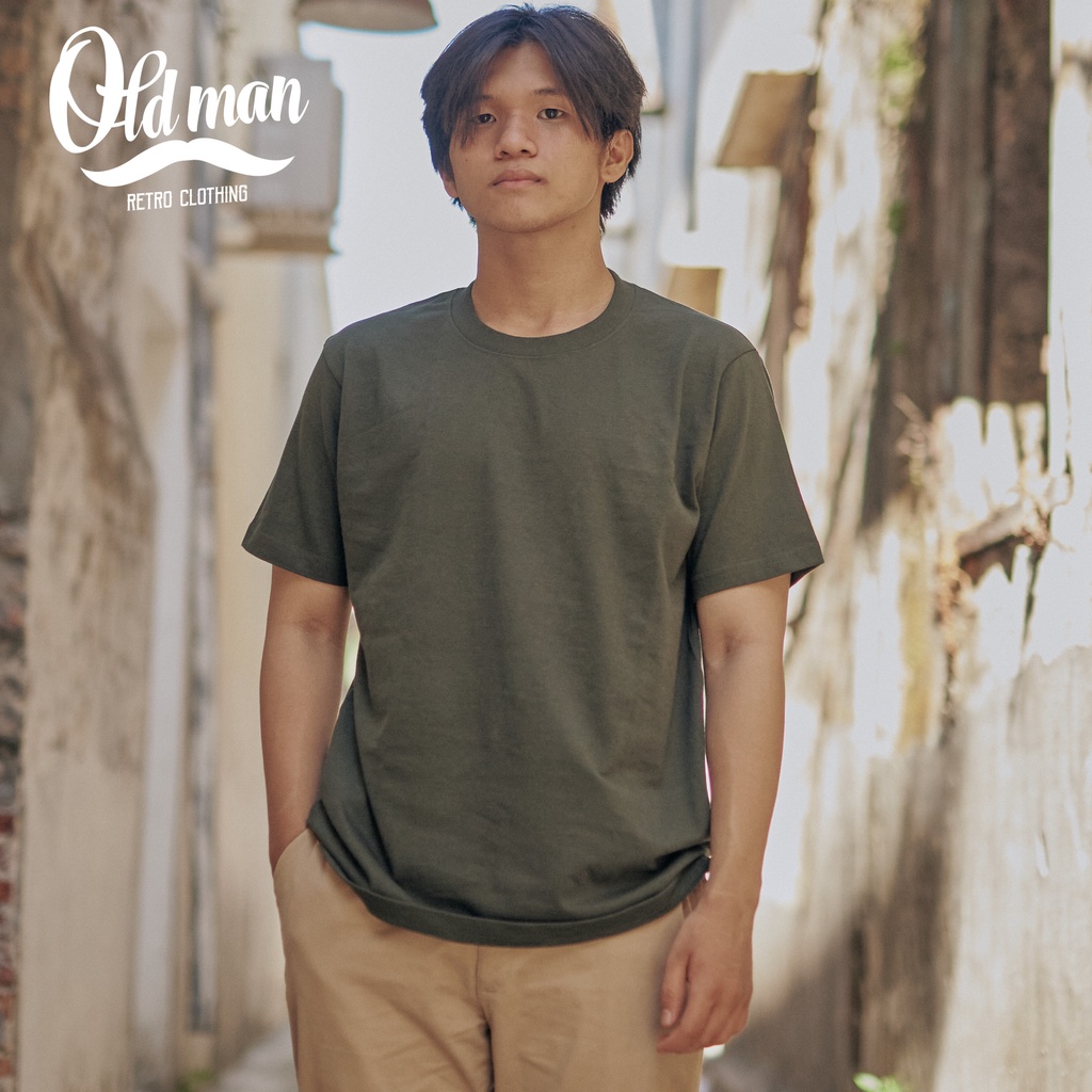 Áo Thun Cotton Nam Trơn OLDMAN Cổ Tròn, Có Bo Cổ, Áo Phông Retro Unisex 220g Vintage, Basic, Tay Đùi Ngắn, Cổ Điển | BigBuy360 - bigbuy360.vn