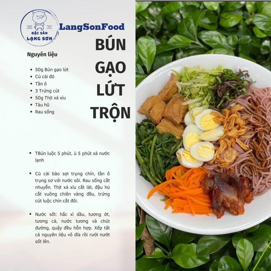 Bún Gạo Lứt Giảm Cân Eat Clean Ăn Kiêng LangSonFood Làm Từ 100% Gạo Lứt Gói 500g