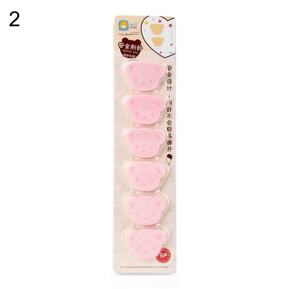 Set 6 Kẹp Giữ Khăn Yếm Em Bé Hình Gấu Thắt Nơ Dễ Thương