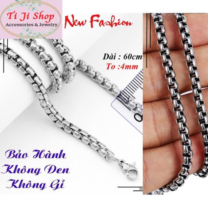 Dây chuyền inox nam kiểu bông dừa khít 4mm đẹp, không đen, không gỉ, chuẩn thời trang