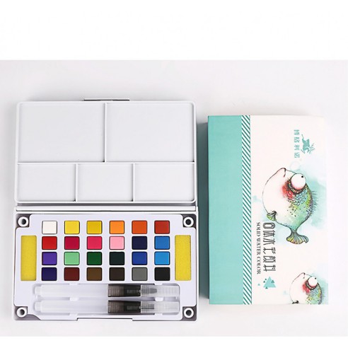 Bộ Màu Nước Water Color Cao Cấp 12/18/24/36 Màu Tặng 1 Bút Nước, 2 Mút, 1 Palette - 12 màu