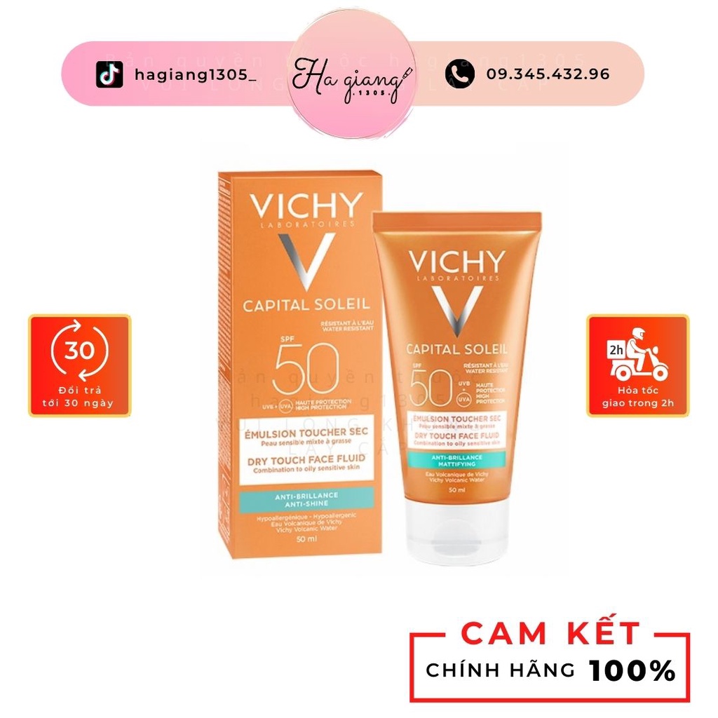 Kem Chống Nắng Vichy Ideal Soleil Dry Touch SPF 50 UVA và UVB ngăn ngừa sạm nám, lão hoá