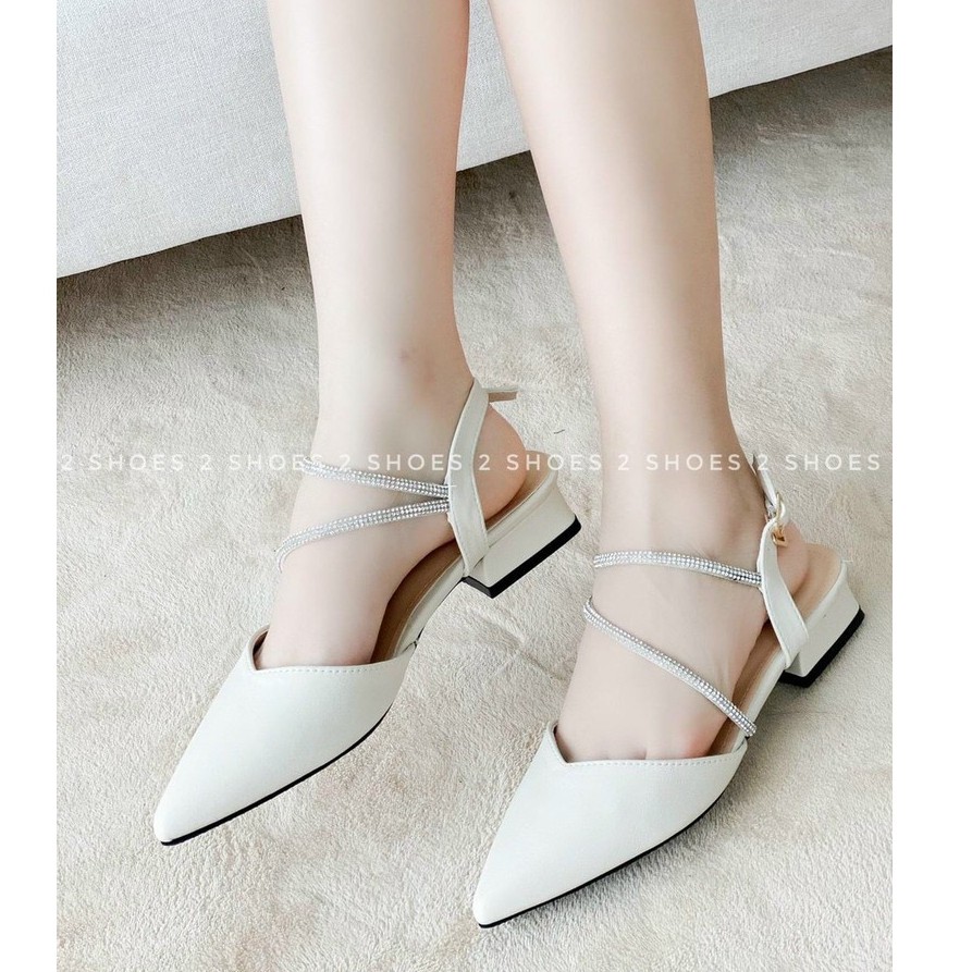 Giày Cao Gót Công Sở Đế 3 Phân Quai Chéo Nạm Đá Sang Chảnh S157