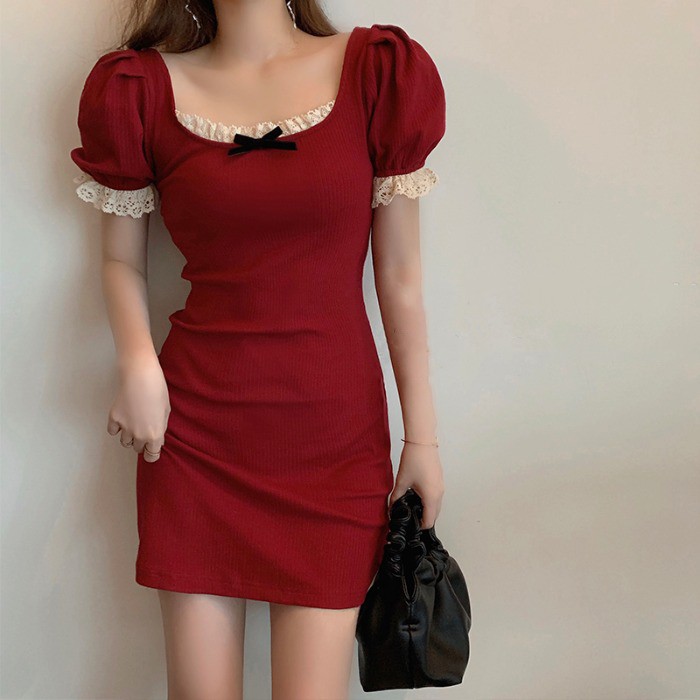 Đầm body thun viền ren #226