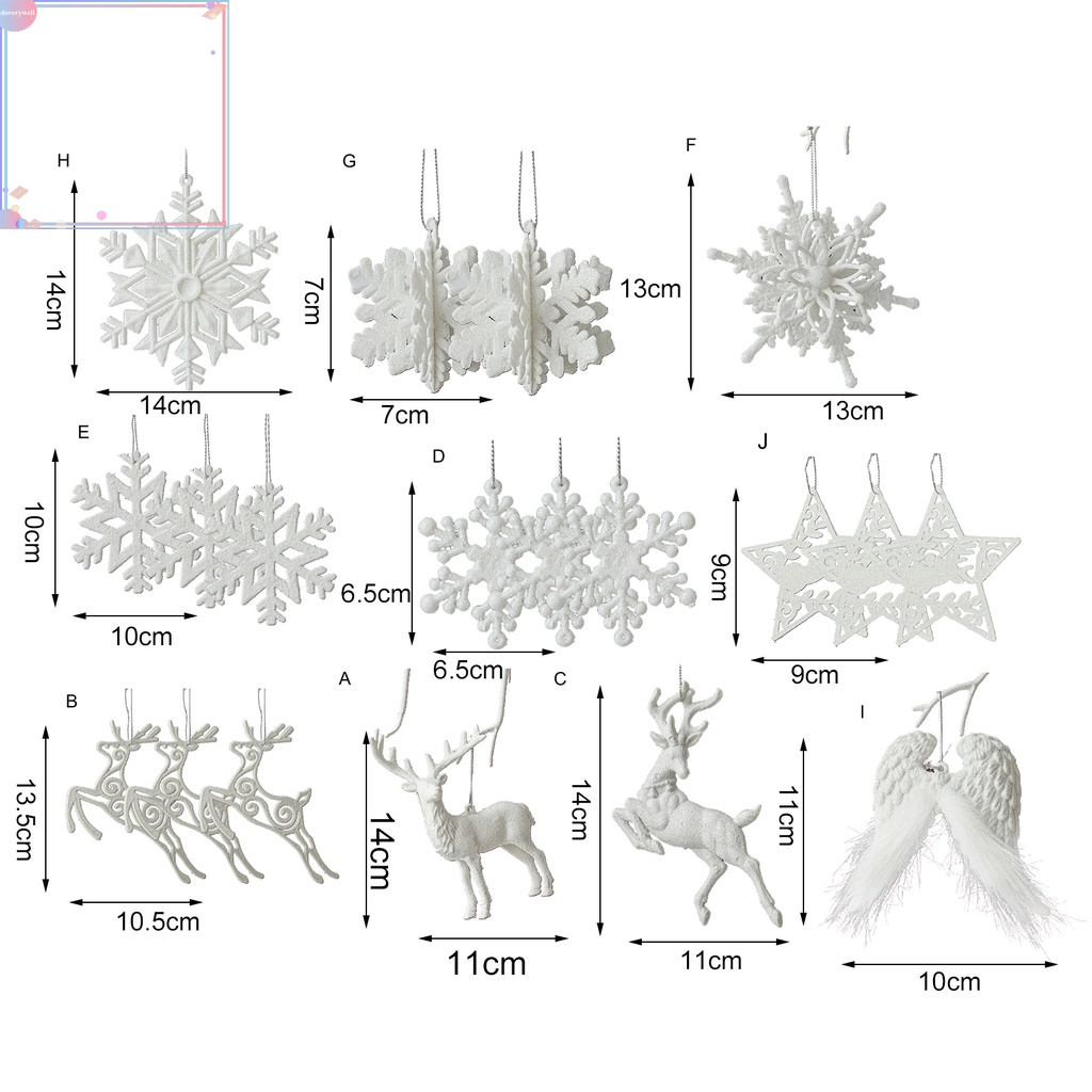 Đồ treo trang trí cây thông Giáng sinh hình cánh thiên thần/ bông tuyết/ tuần lộc bằng nhựa độc đáo tiện dụng