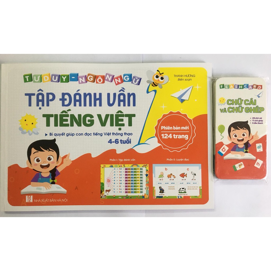 Combo sách Tập Đánh Vần Tiếng Việt Cho Trẻ Từ 4 Đến 6 Tuổi Và Bộ thẻ Flashcard Chữ Cái