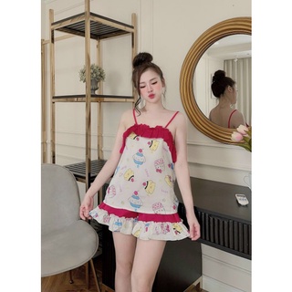 PIJAMA, NGỦ LỤA 2 DÂY, BỘ ĐÙI DỄ THƯƠNG (ẢNH THẬT)