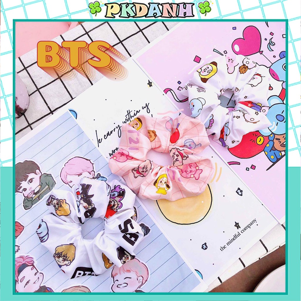 Cột tóc Scrunchies BTS, dây buộc tóc vải Scunchies BT21