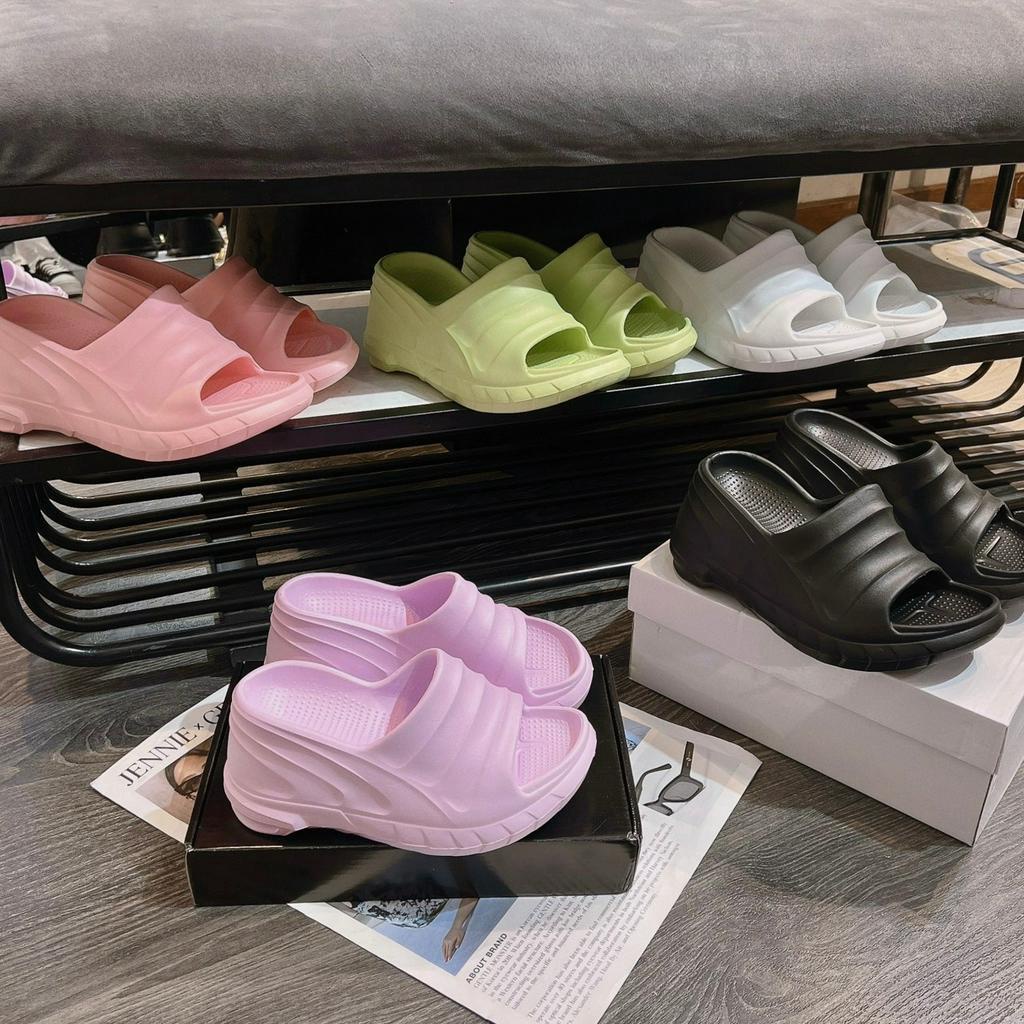 Dép Xuồng Nữ Quai Ngang Cao Su Đúc Đế Cao 7 Phân Cao Cấp Tôn Dáng Phối Nhiều Màu HotTrend TL838