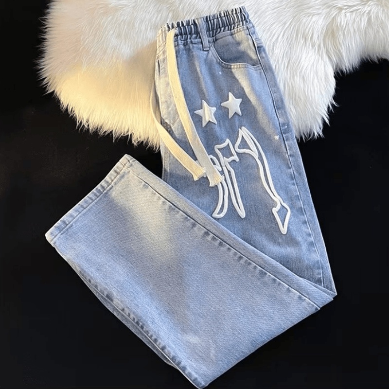 Quần Jean Dài Lưng Thun Dáng Rộng Phong Cách Nhật Bản Thời Trang Cho Nam size S-3XL