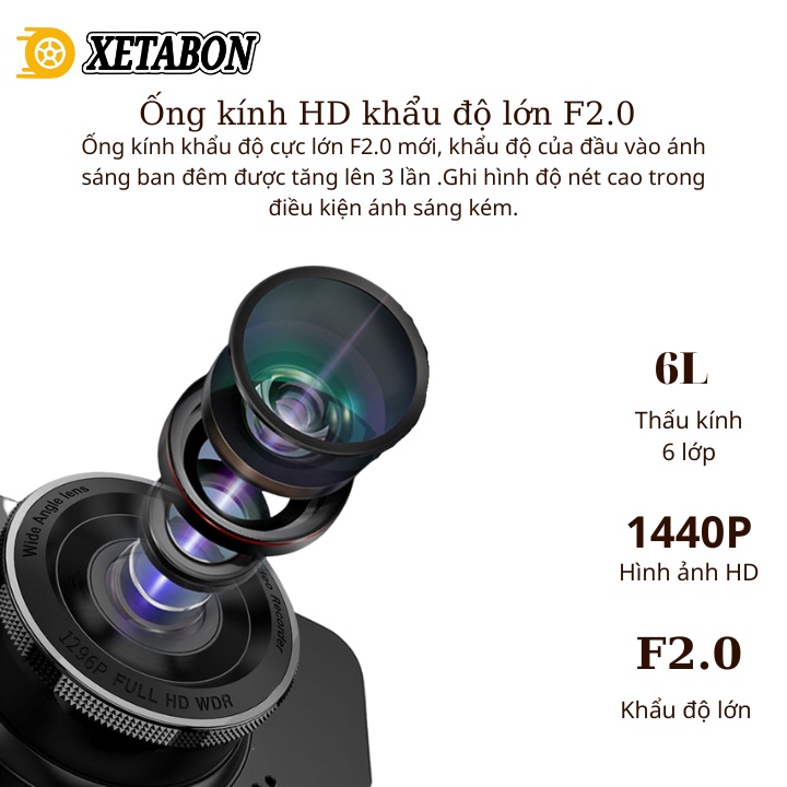 Camera hành trình ô tô K10 XETABON,Full HD 1080p có kết nối điện thoại,ghi hình trước sau .Bảo hành 1 đổi 1trong 1năm