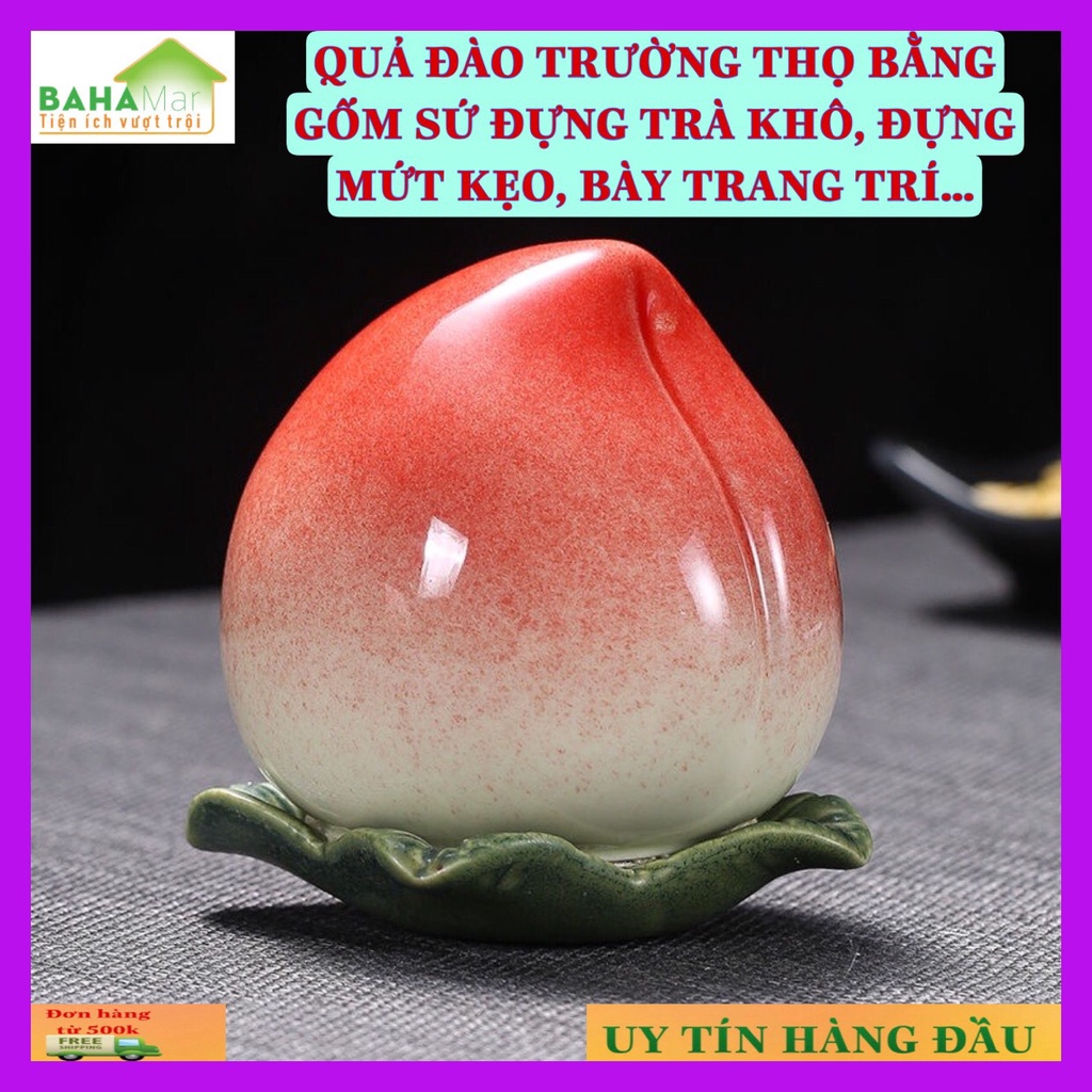 QUẢ ĐÀO TRƯỜNG THỌ BẰNG GỐM SỨ ĐỰNG TRÀ KHÔ, ĐỰNG MỨT KẸO, BÀY TRANG TRÍ Quả trà Đào gốm giá trị cao, hình dáng đẹp
