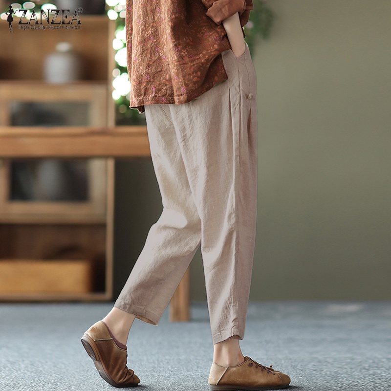 Quần dài nữ Zanzea ống rộng phong cách vintage thời trang