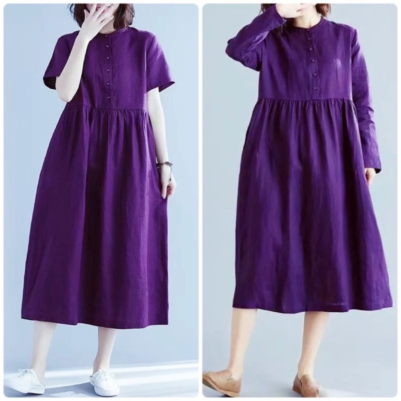ĐẦM MAXI TÍM CỔ TRỤ