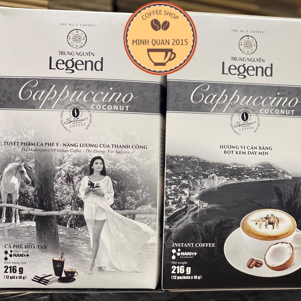 ( COMBO 1 Thùng - 12 Hộp ) Cà phê Legend Cappuccino vị Coconut 12 sticks 18gr-Trung Nguyên