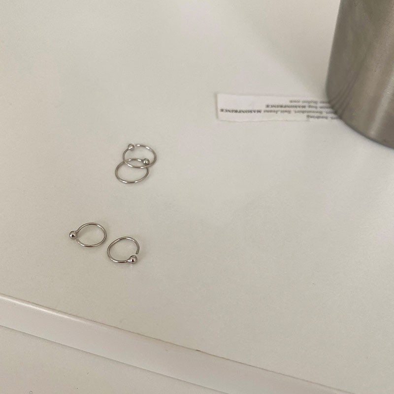 Đôi bông tai bạc sterling S925 kiểu Hàn Quốc hình tròn nhỏ đơn giản mới tối giản