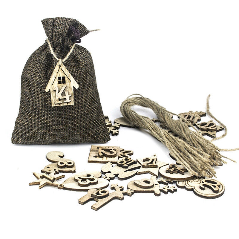 Lịch Giáng Sinh 24 Ngày 1-24 Trang Trí Bằng Gỗ