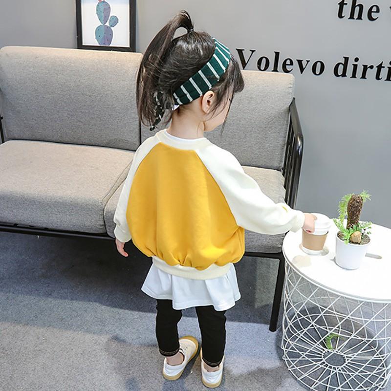 Áo nỉ dài tay giả hai lớp phong cách Hàn Quốc dễ thương dành cho bé gái