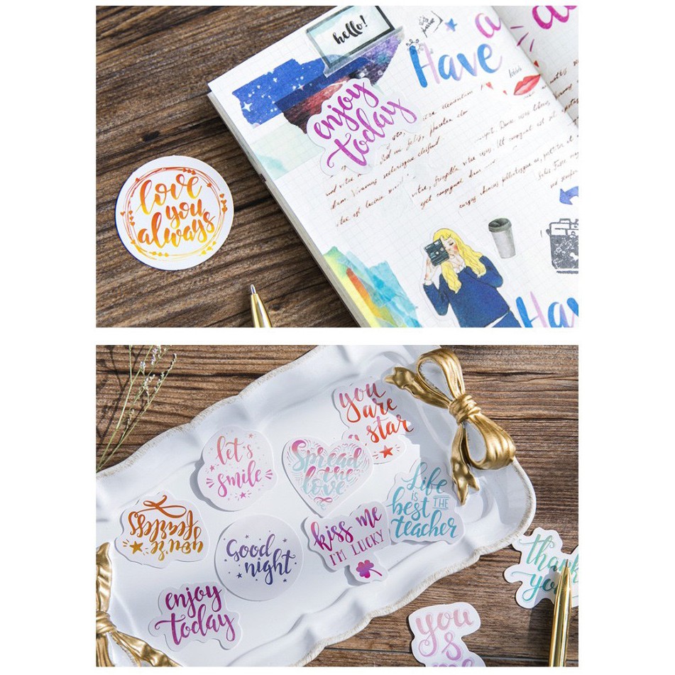 Bộ sticker/ Hình dán Hình Chữ Nghệ Thuật (46 Hình)