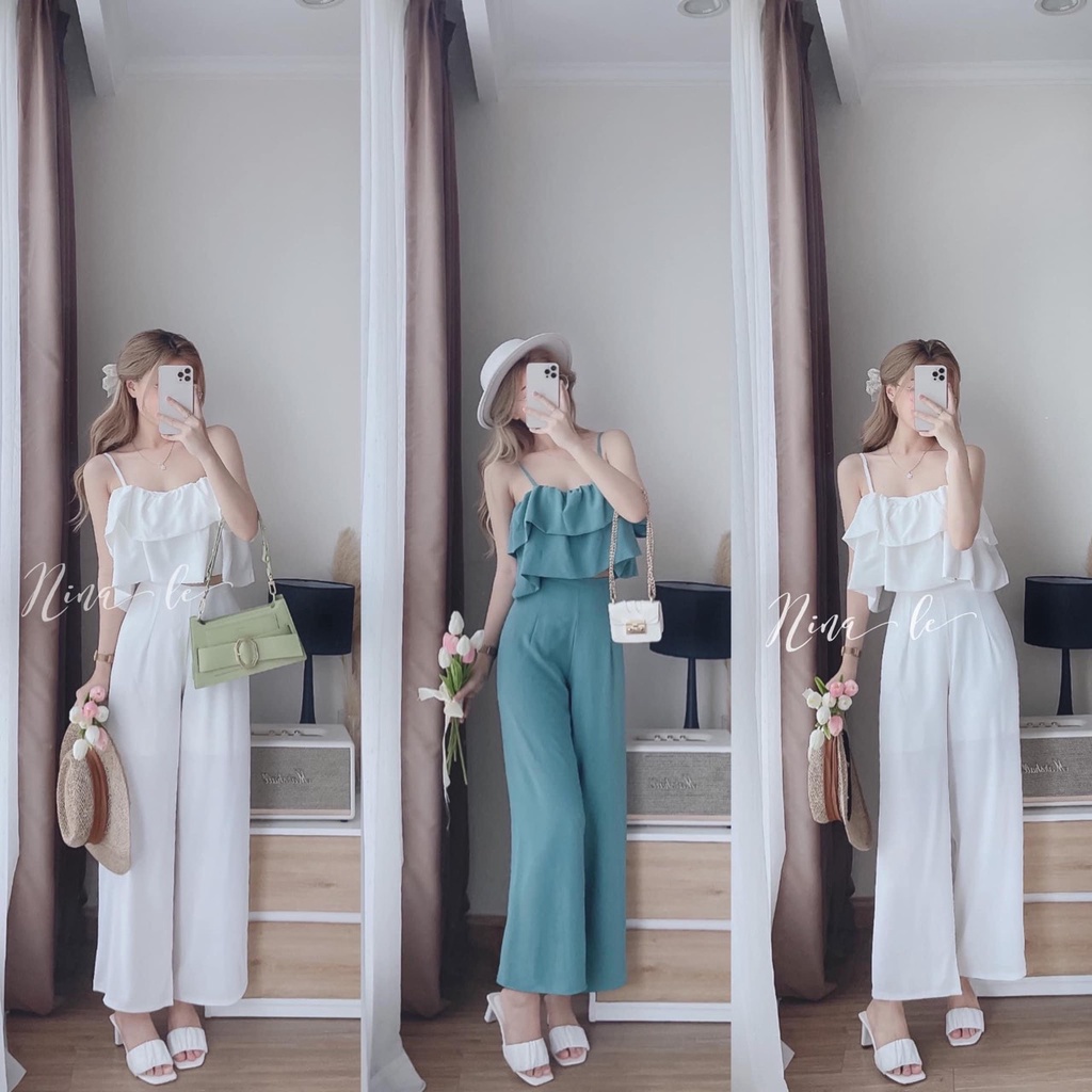 Set Đồ Nữ, Set Bộ Áo 2 Dây Tầng Mix Quần Ống Suông Xịn Sò Chất Mềm Mát Mặc Đi Chơi Đi Biển Siêu Sang