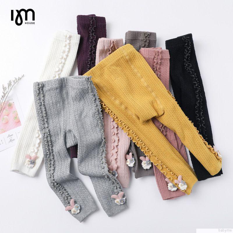 Quần legging dày mềm mại co giãn màu trơn cho bé gái 0-5 tuổi