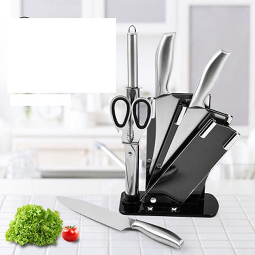 Bộ Dao Kéo Nhật Inox 6 Món Đúc Nguyên Khối Cao Cấp Sử Dụng Tiện Lợi Cho Nhà Bếp - Tặng Kèm Khay Đựng B11
