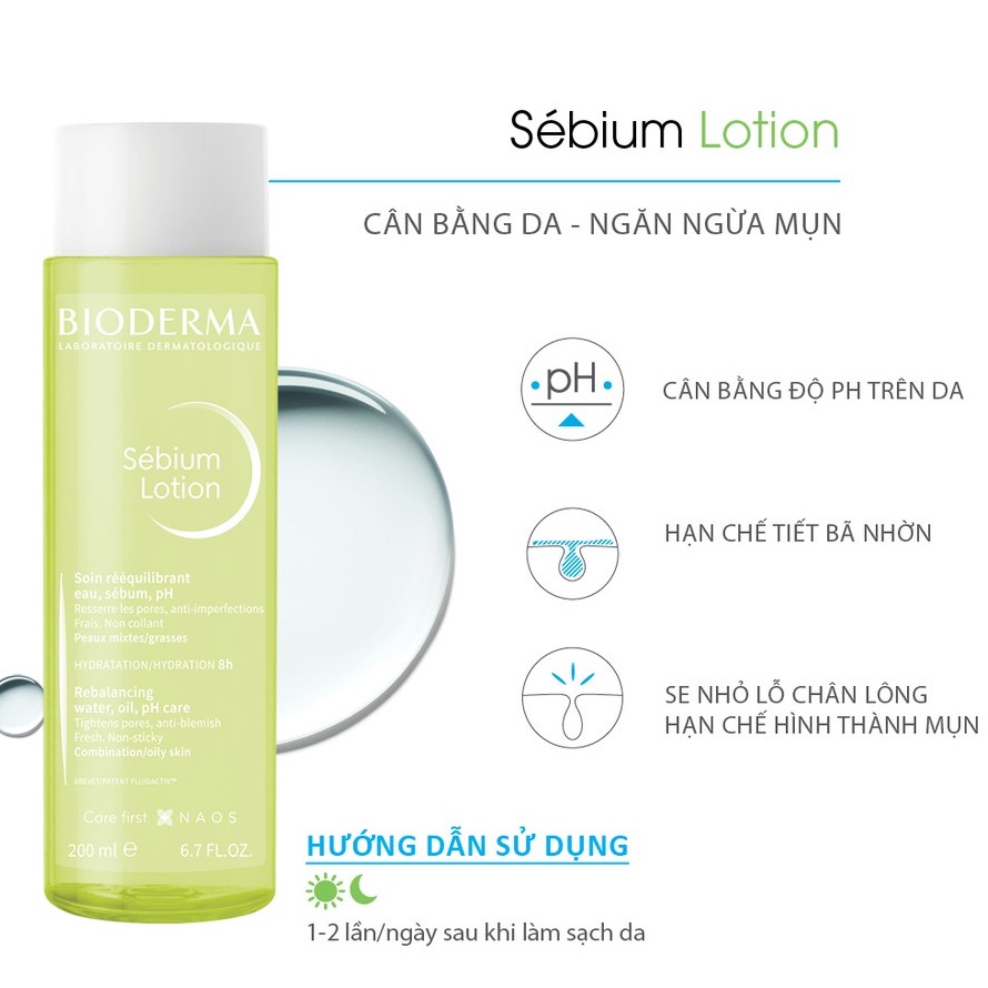 Dung dịch cân bằng cho da hỗn hợp và da dầu Bioderma Sébium Lotion - 50ml