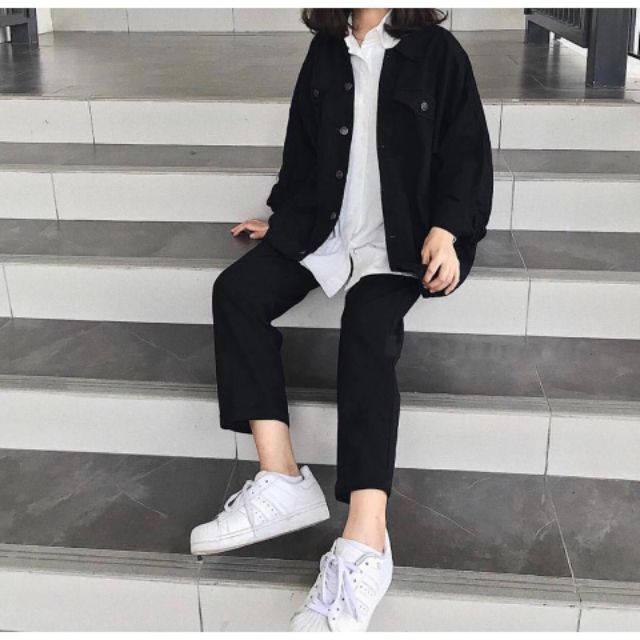 Áo Khoác JEAN KAKI Đen Unisex ( Hình Thật) | BigBuy360 - bigbuy360.vn