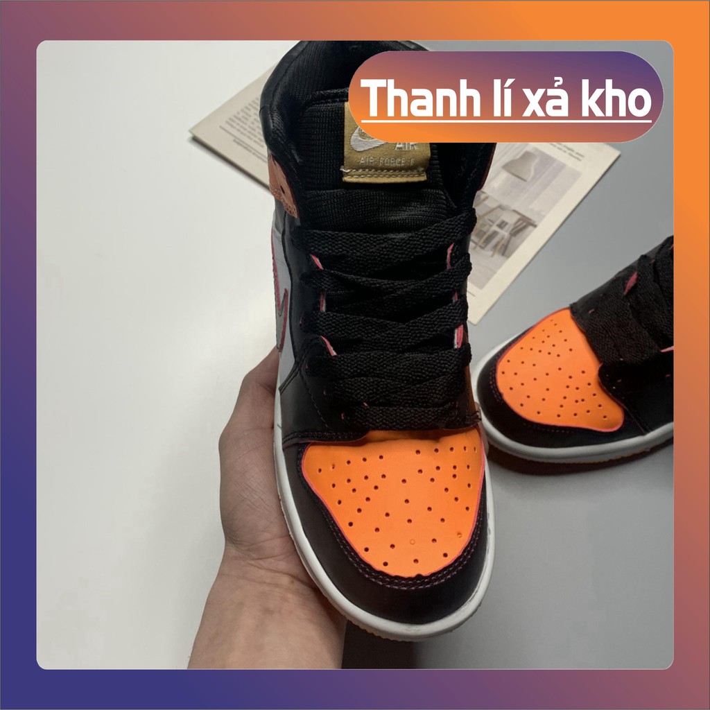 [FREESHIP] Giày Jordan, Giày Sneaker JD Cổ Cao Màu Cam Đen Da Lộn Cao Cấp, Đế Khâu Full Box Đủ Size Nam Nữ