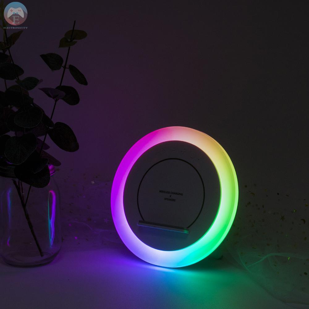 Ê Huaqu Wireless Charger 10W RGB Colorful Light Desk Lamp BT5.0 Speaker Colorful Lamp HQY-02 Compatible With Xiaomi Iphone Samsung