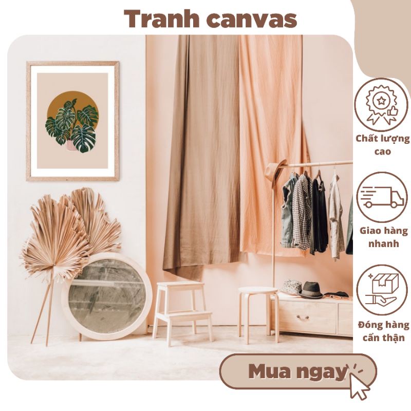 tranh treo tường hiện đại có móc và đinh tặng kèm, tranh chất liệu canvas bóng đẹp, bảo hành gãy vỡ