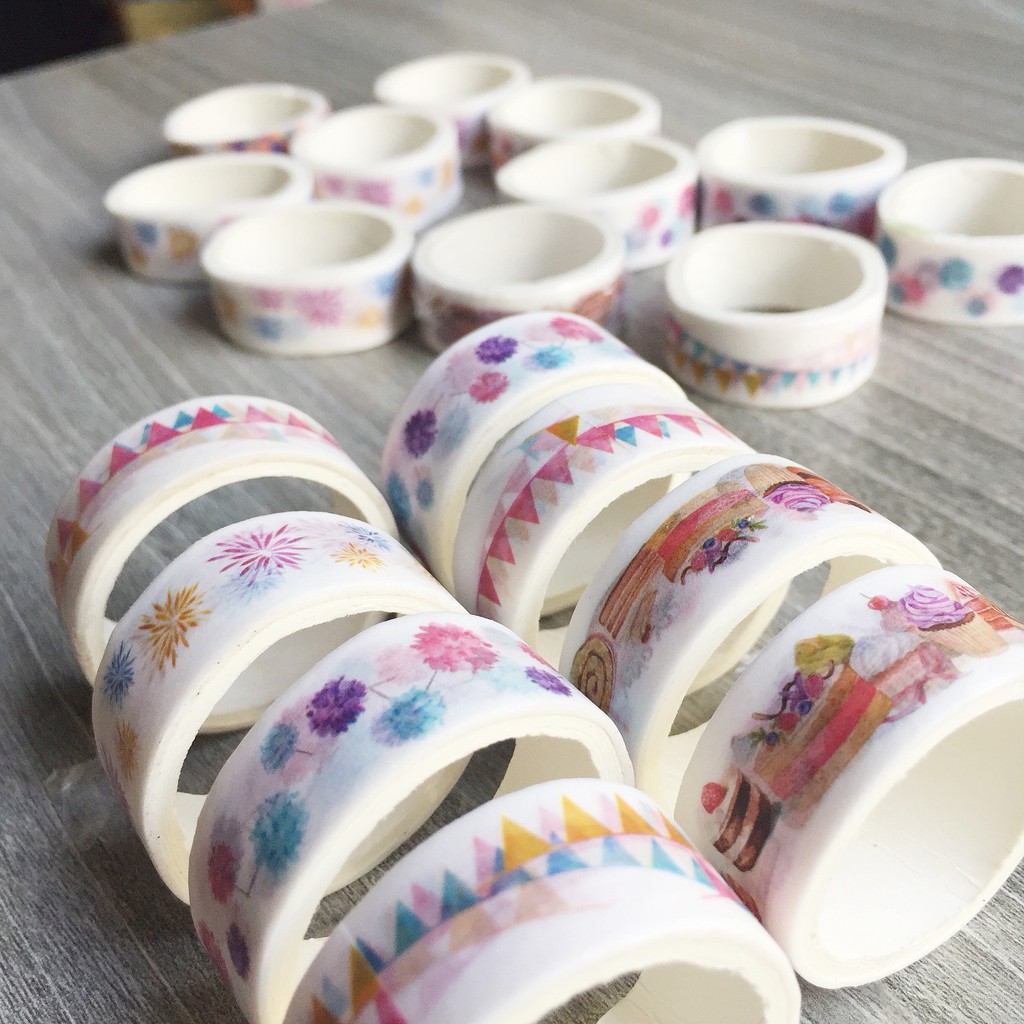 Băng Keo Giấy Trang Trí Washi Tape ( Trang Trí Sổ, Chia Dòng) 8mm/15mm/30mmx3m