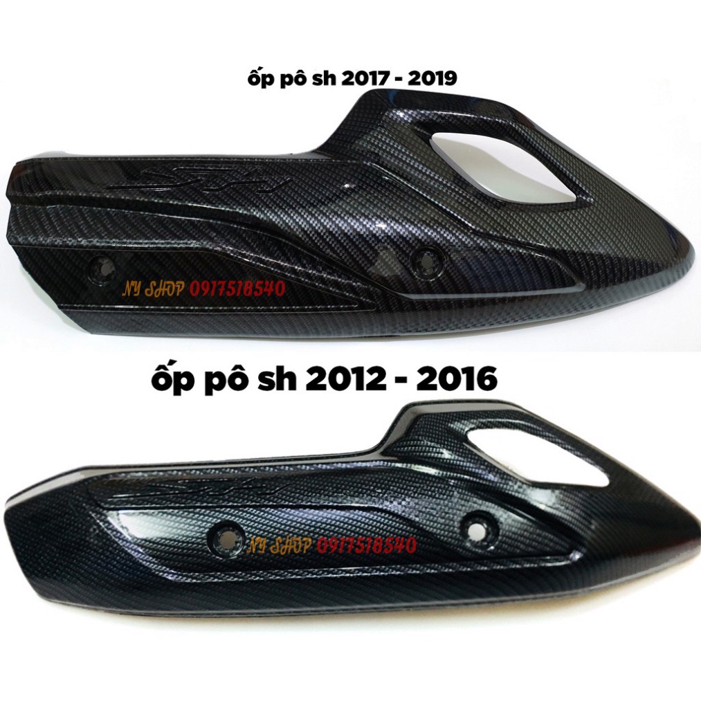 Ốp Pô sơn carbon cho SH 2012-2019. Ảnh thật Sp