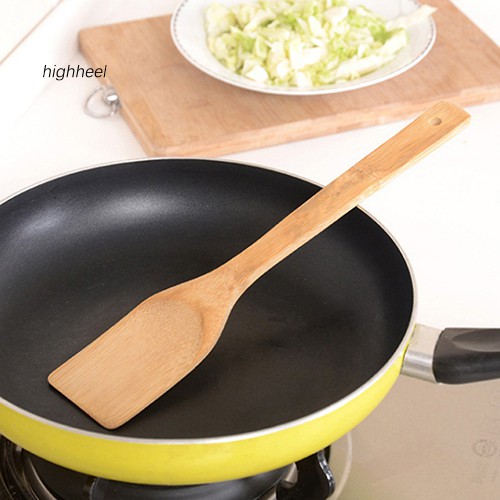 【HHEL】1Pc Bamboo Anti-Slip Cooking Utensils Kitchen Tool Bamboo Spatula Spoon