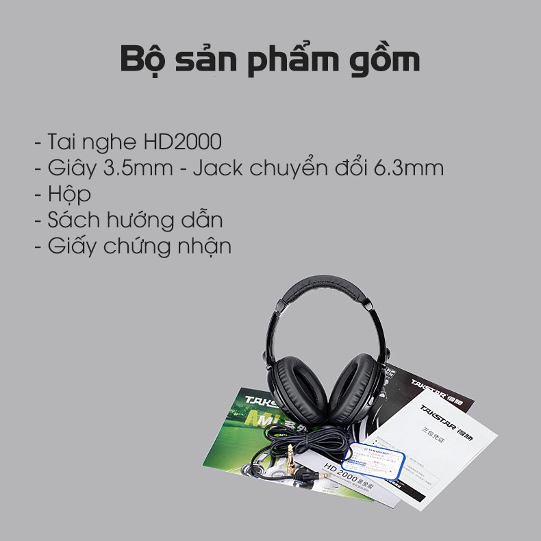 Tai nghe kiểm âm TAKSTAR HD2000, Tai nghe chụp tai, BẢO HÀNH 12 THÁNG