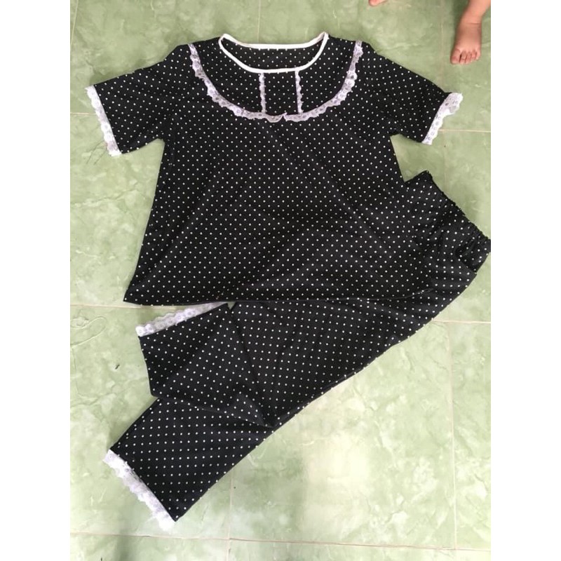 Vải thun gân chấm bi 40k/1m