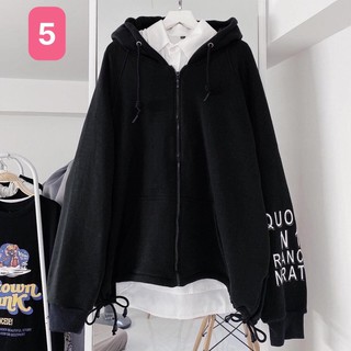 Áo Hoodie zip in hình form rộng ulzzang unisex