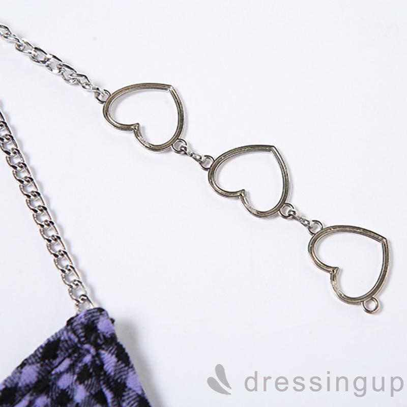 Áo Tank Top Hai Dây Rút In Họa Tiết Sọc Caro Cho Nữ