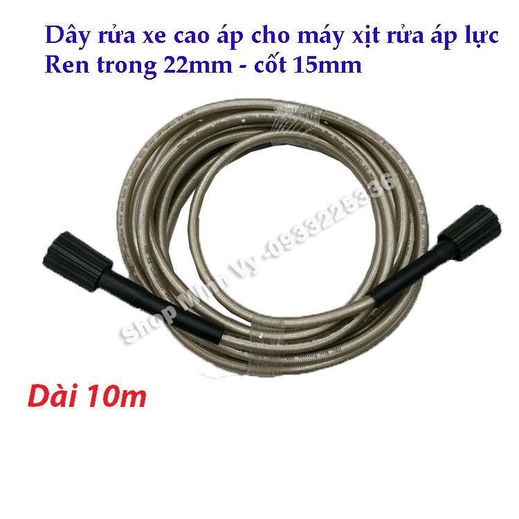 Dây cao áp máy rửa xe 10m- ren trong 22mm