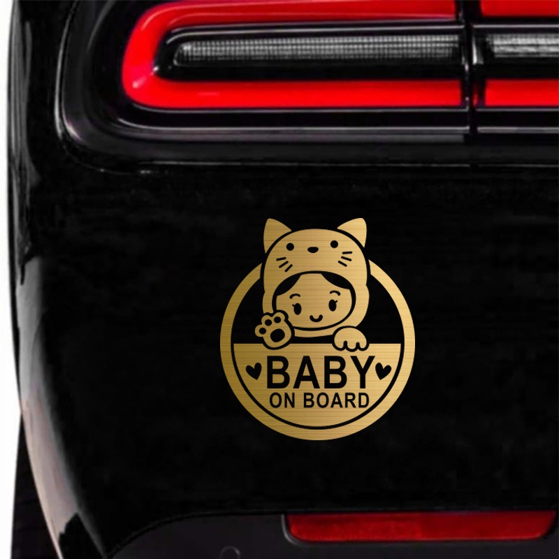 Miếng Dán Phản Quang Cảnh Báo BABY ON BOARD Chống Nước 15x17cm Cho Xe Hơi