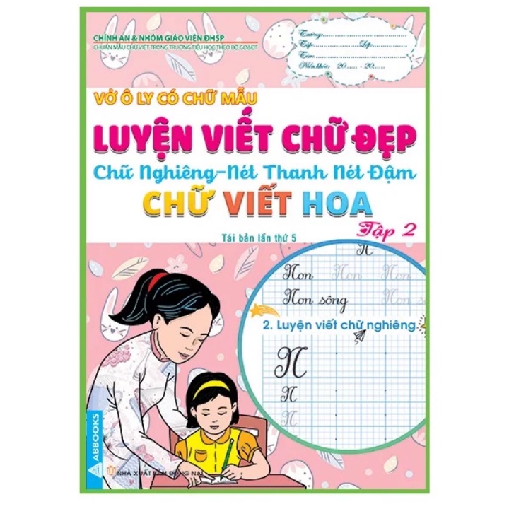 Sách - Combo Vở Ô Ly Có Chữ Mẫu - Luyện Viết Chữ Đẹp - Chữ Nghiêng (Bộ 6 Cuốn)