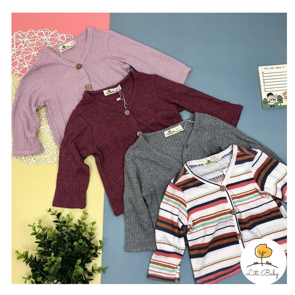 Áo len thu đông cài cúc dài tay bé gái size 1-12T, cho bạn từ 9-35kg. Chất len đẹp, dày dặn, đanh tay