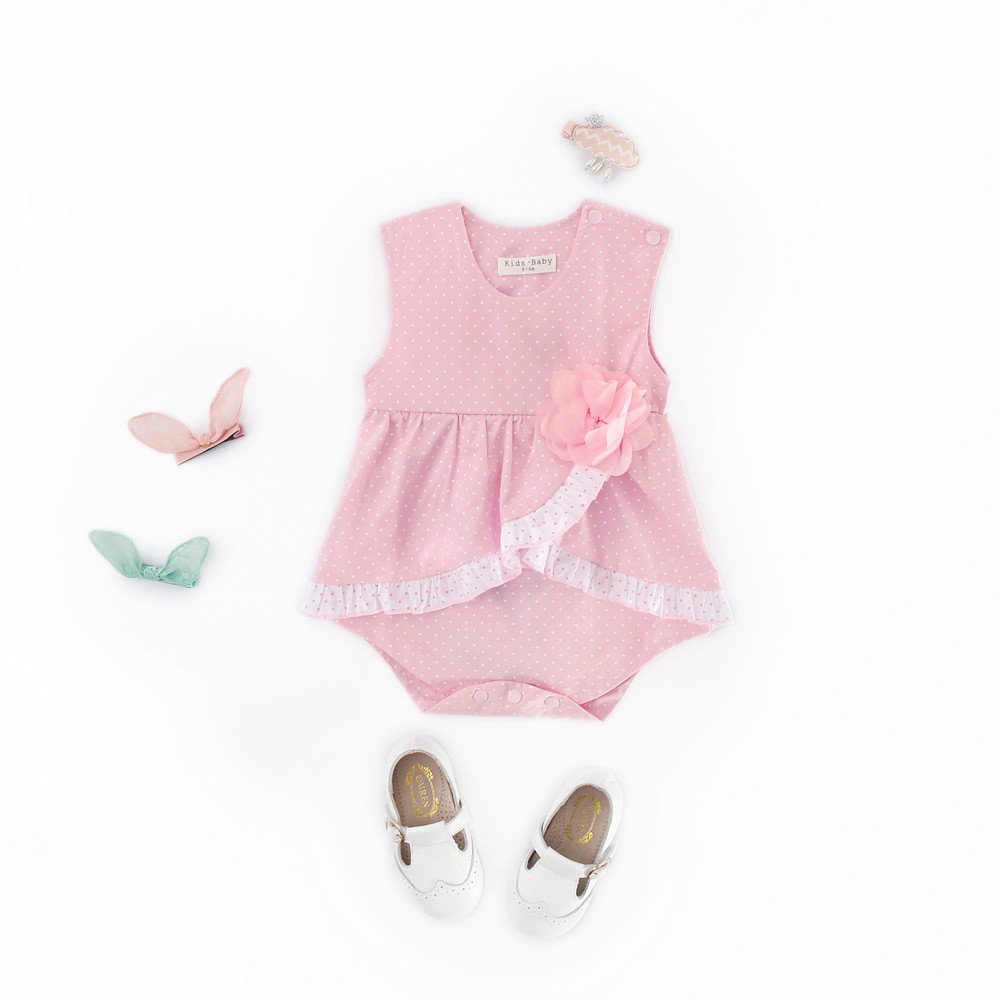 Bộ Đồ Liền Thân Sanlutoz Không Tay Họa Tiết Chấm Bi Dễ Thương Cho Bé Gái Sơ Sinh