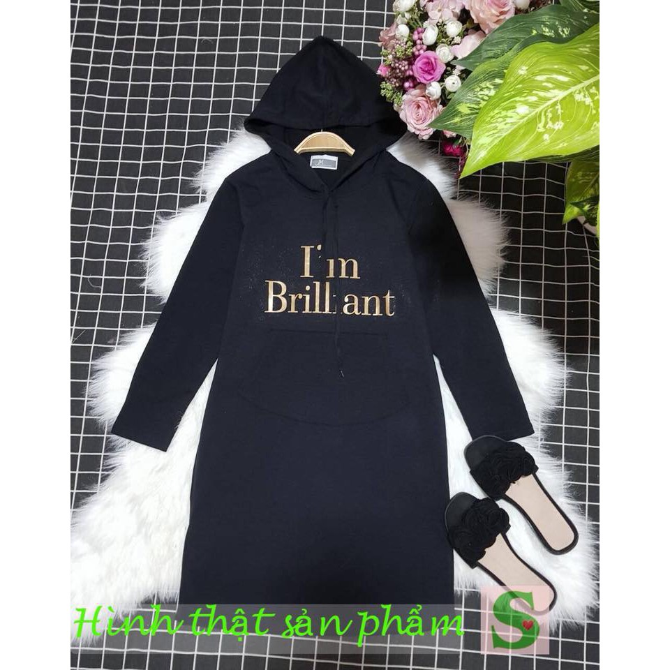 [Hình Thật] Đầm Suông Hoodie Có Nón Trẻ Trung