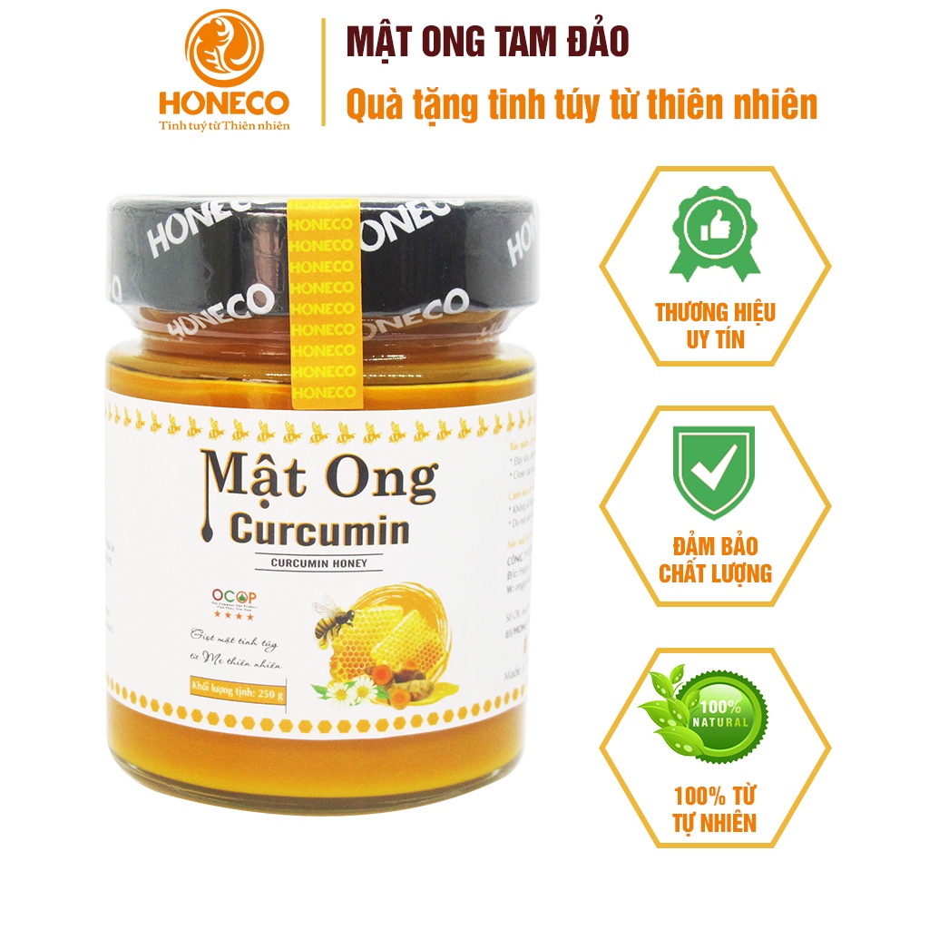 Mật ong nghệ Curcumin HONECO 250g- Có tính đồng nhất cao, vô cùng thơm ngon bổ dưỡng, tốt cho người bị đau dạ dày.