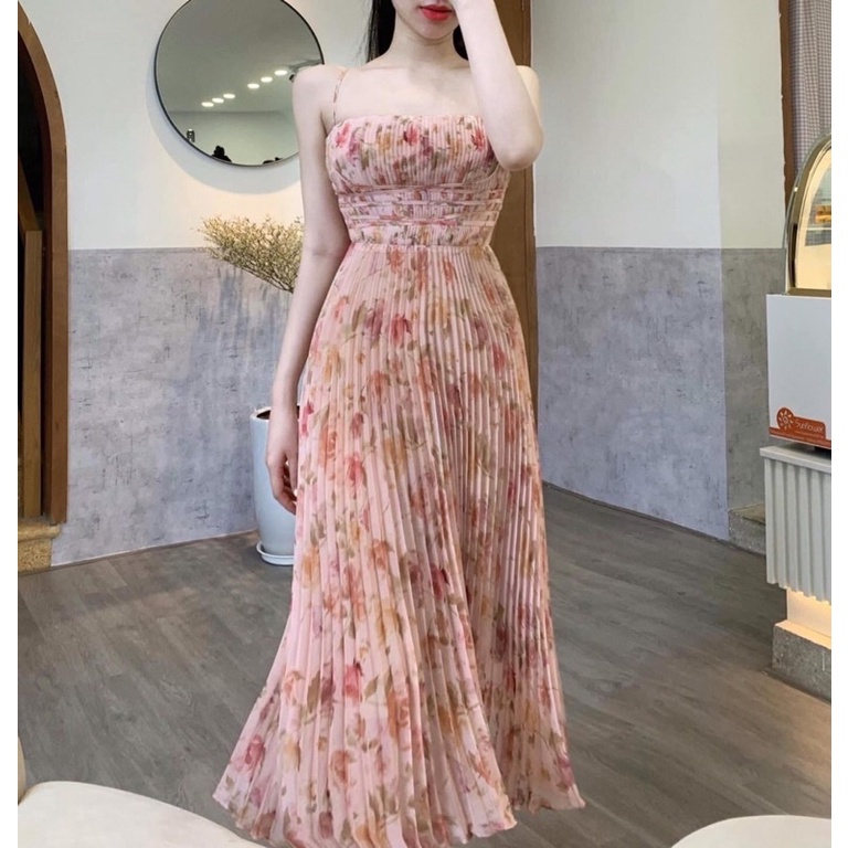 ĐẦM MIDI HOA DẬP LY 2 DÂY