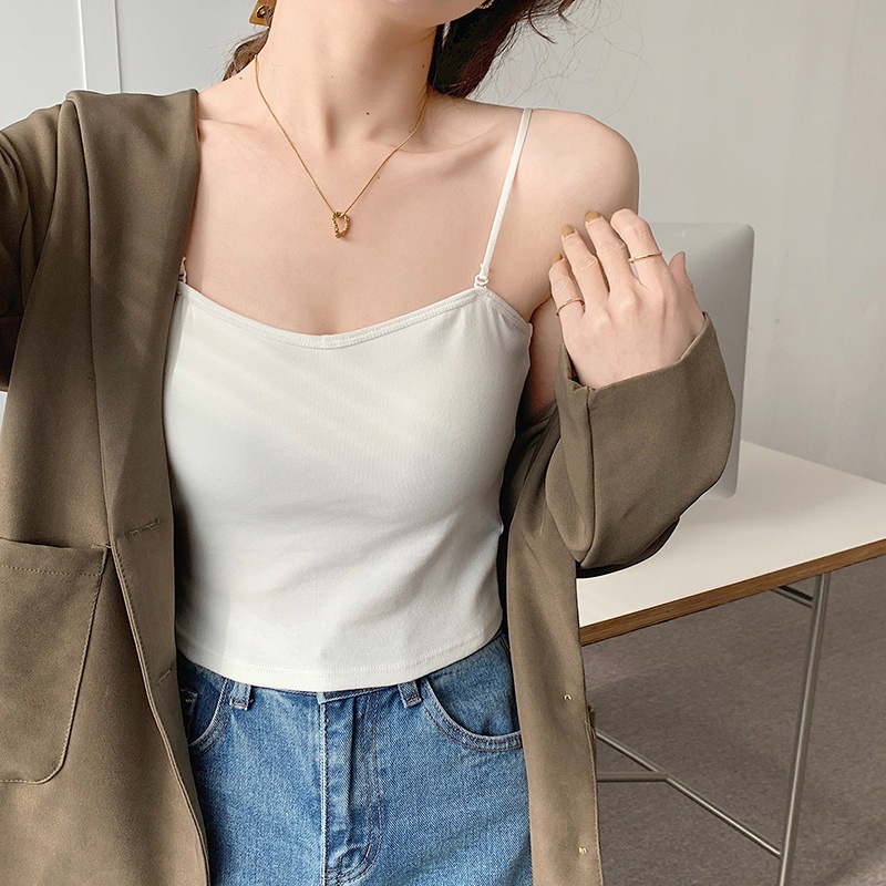 Áo 2 Dây Cotton Điều Chỉnh Đệm Ngực Tôn Dáng Nhẹ Nhàng Sexy 2D16