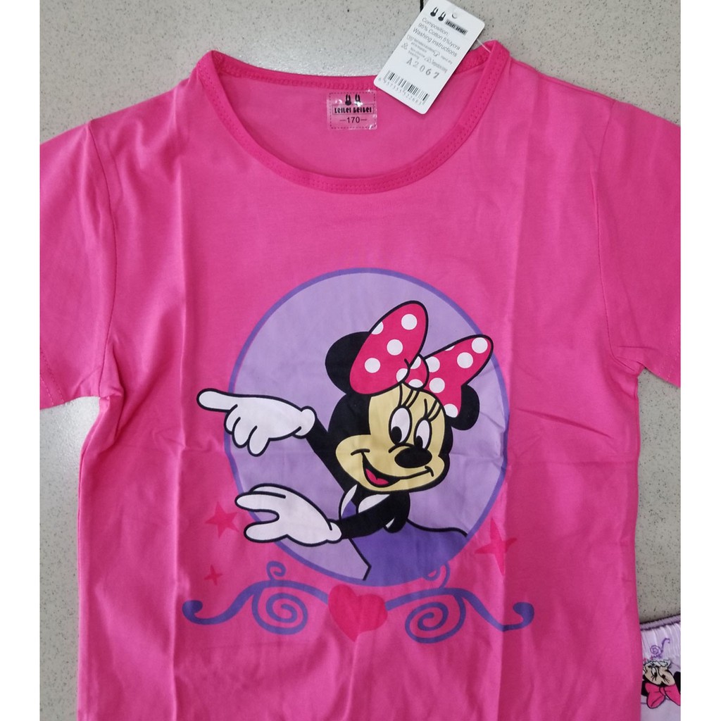 Bộ thun cotton lạnh bé gái in chuột mickey đại cồ