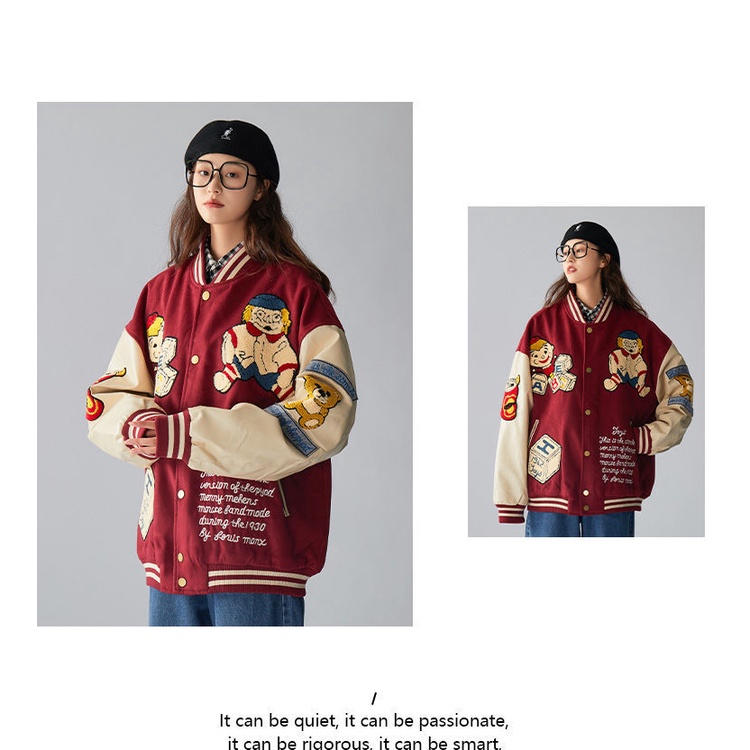Áo khoác bóng chày dài tay thời trang xuân thu cho nữ
