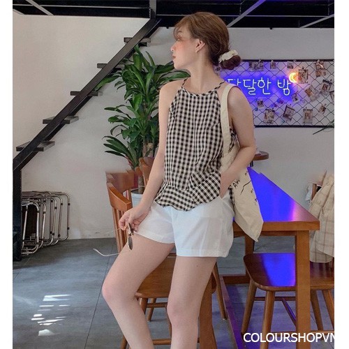 Áo 2 dây caro, Áo kiểu đuôi cá siêu dễ thương nhiều màu sắc